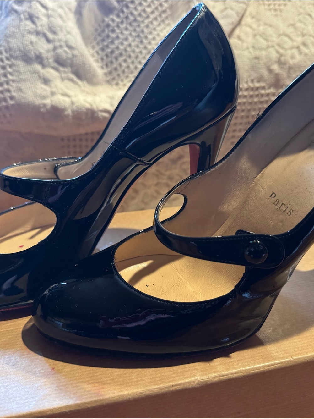 Black Patent Mary Jane Pumps with Signature Red Sole